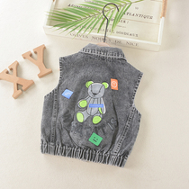 2021 Spring and Autumn New Korean boy vest foreign-style denim coat Children Baby Baby Childrens vest coat tide
