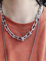 2020 new European genuine chain style trend fashion boutique titanium steel bone necklace female