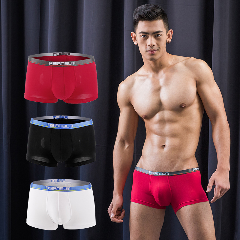 Asianbum 3 mặc Mordale mens thể thao quần lót-eo thấp quần sexy phẳng góc u lồi không thể lay chuyển bốn-góc quần nĩa.