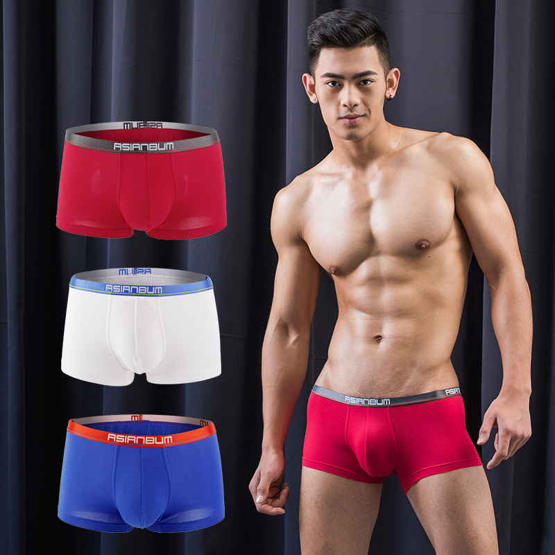 Asianbum 3 mặc Mordale mens thể thao quần lót-eo thấp quần sexy phẳng góc u lồi không thể lay chuyển bốn-góc quần nĩa.