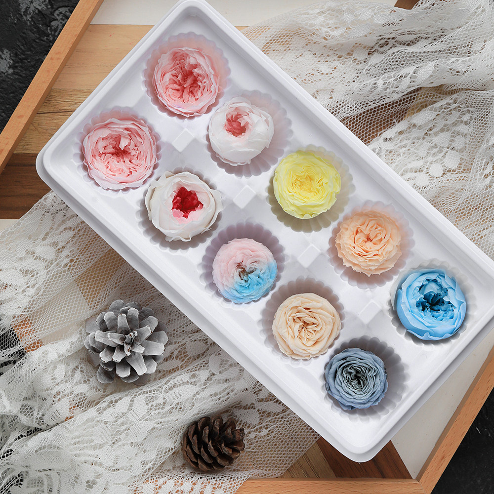 Rosary Small Number of Wing Sheng Flower Austin Garden Rose Exit Grade Yongsheng Flower Refreshing Flowers 3CM Key Button Car Pendant