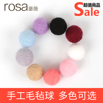 Rosewood wool felt ball Christmas plush flower ring accessories evergreen flower DIY bouquet material bag wrapping key pendant