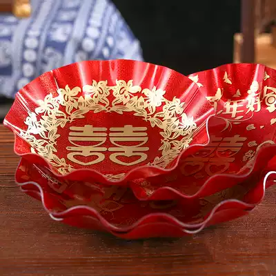 Candy plate Wedding red festive Chinese creative red happy plate Wedding Plastic acrylic dried fruit plate Wedding