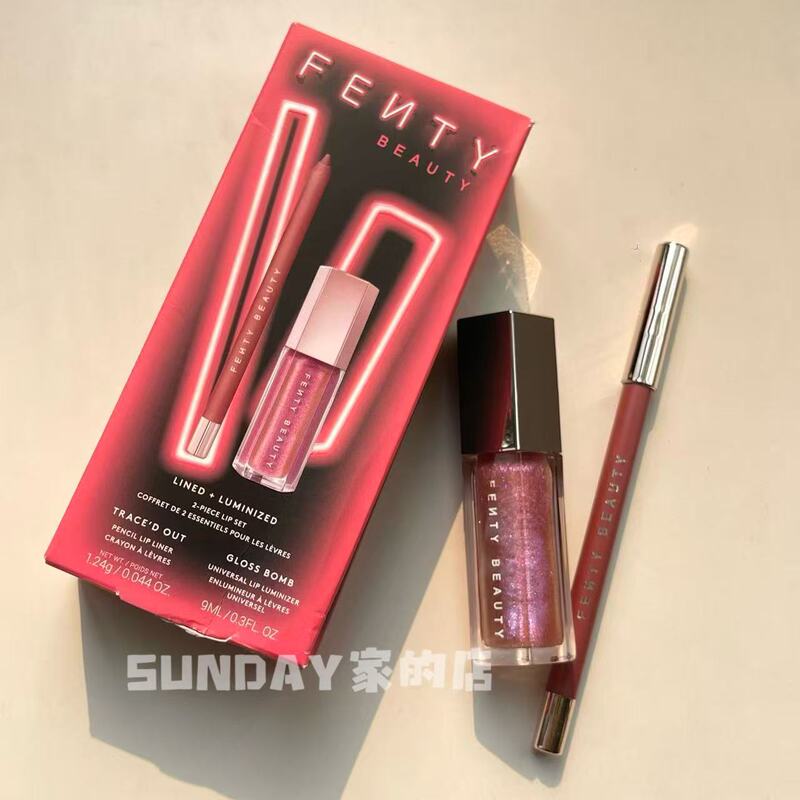 Fenty Beauty Rihanna 2025 Christmas Set Lip Gloss Grape Splash Lip Liner Riri