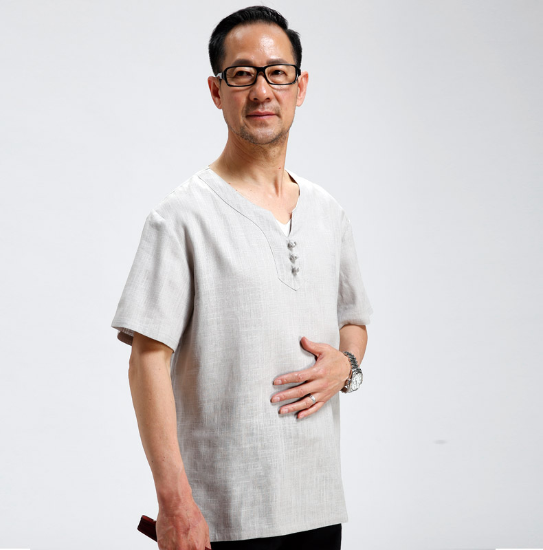 Quốc phục mùa hè giản dị Trung Quốc nam trung niên phù hợp với tuổi trung bo dan toc cho nam nu