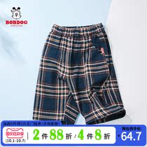 Babou childrens clothing boys shorts childrens summer Plaid five-point overalls