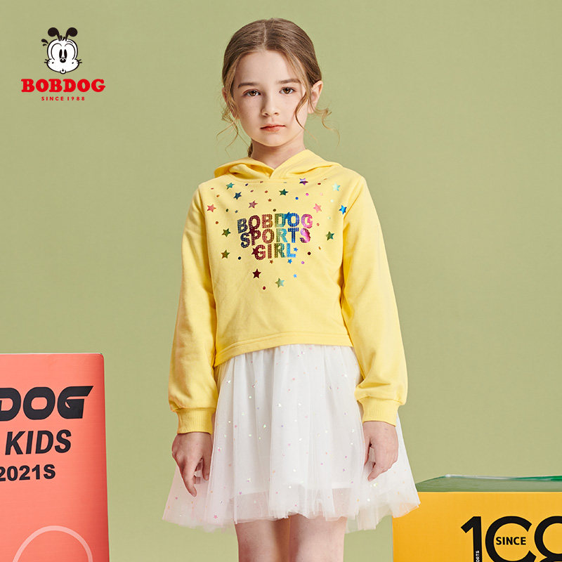 Babudou children's clothing girls dress Western style fashion spring new children's outer wear princess skirt cartoon skirt trend