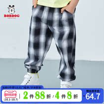 Babu childrens clothing boys summer mosquito pants 2021 summer new childrens plaid foreign style wearing trousers big children