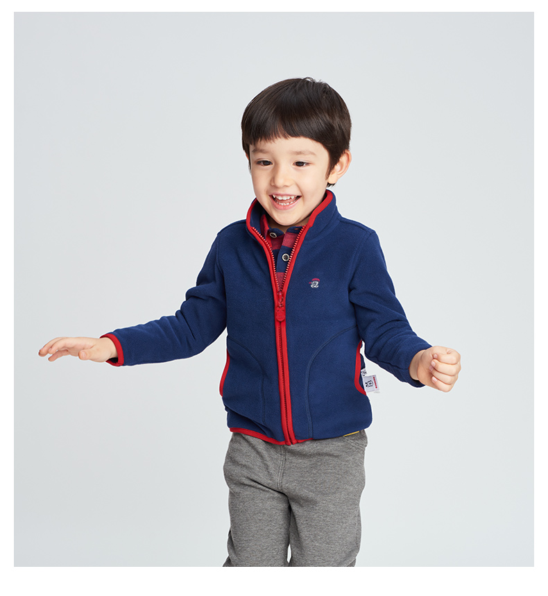 Babu bean flagship store 2018 new boy áo nỉ khóa kéo nữ bé mùa xuân và mùa thu áo nỉ ấm áp áo khoác cho bé