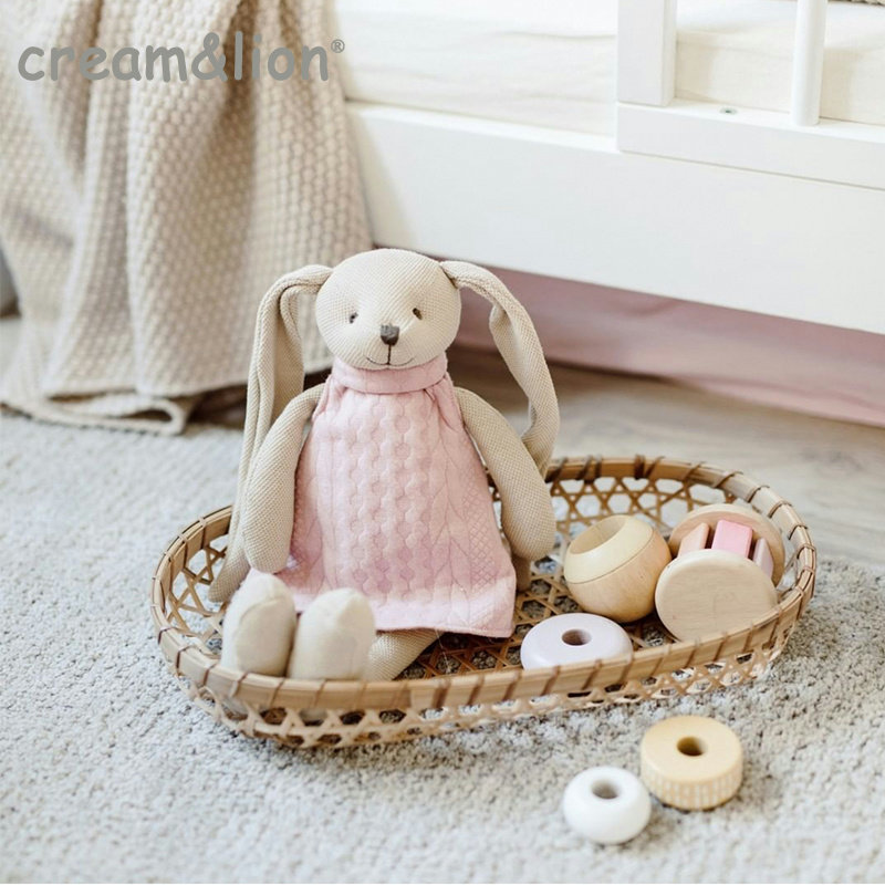 creamlion baby plush toy rabbit doll natural linen bunny boy room decoration