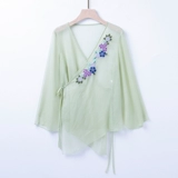 Классическая танцевальная одежда для женщин, элегантный китайский стиль, вышитый танцевальный топ