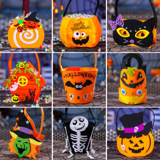 万圣节南瓜袋手提儿童装糖果讨糖袋子幼儿园活动小礼物装扮道具