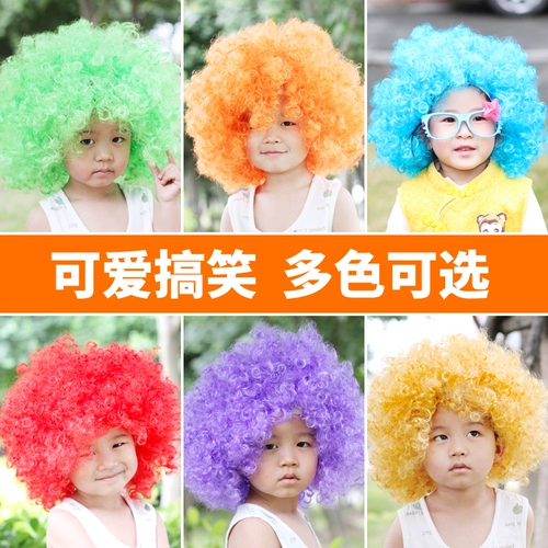 Афро-фанатский головной убор, парик, красочный детский сад, материал для выступлений, забавный набор для волос клоуна, забавный реквизит