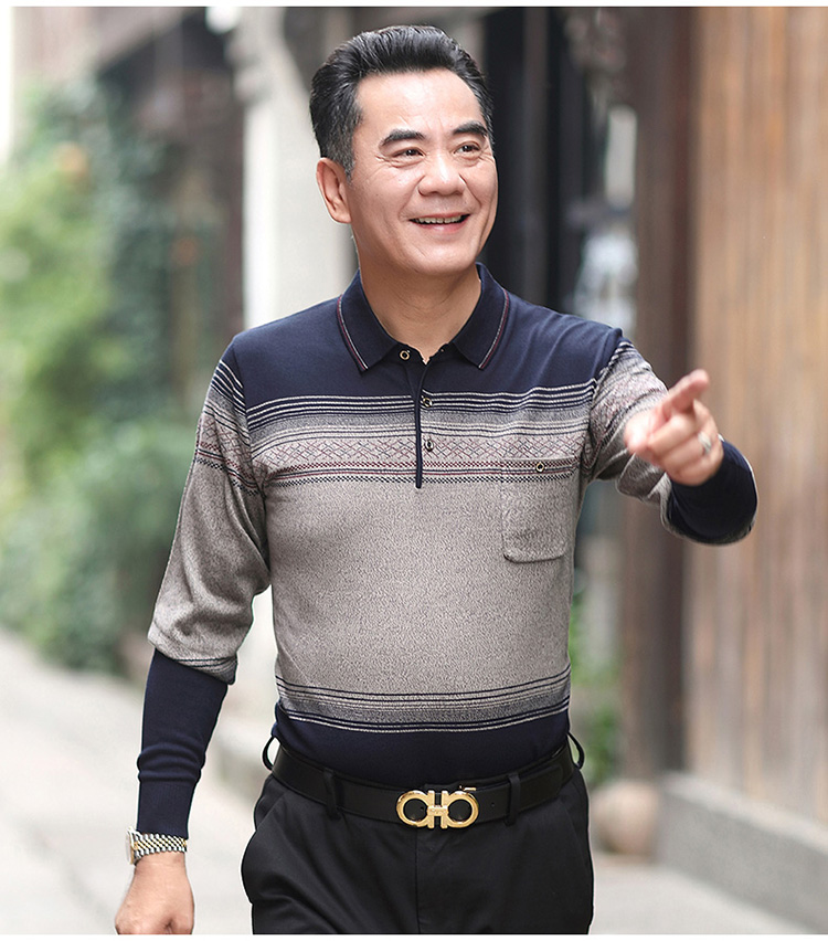 Cha ngắn tay t-shirt mùa hè 40-50 tuổi người đàn ông trung niên của mùa hè polo áo sơ mi trung niên cha dài tay quần áo