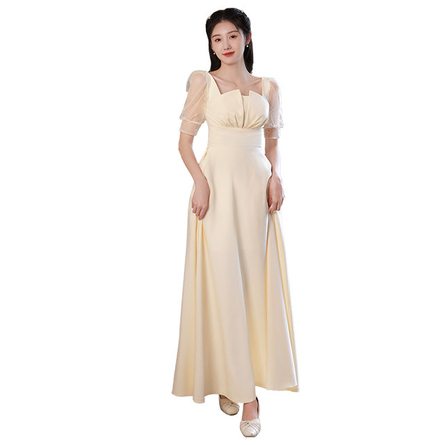 Bridesmaid dress 2022 new style usually wearable sisters group champagne color light luxury high-end niche certificate registration winter women