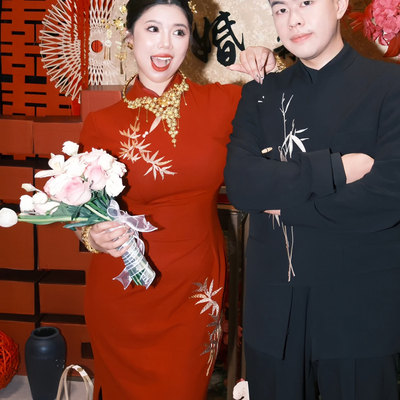 Happy Orange [Red Tang] Cheongsam для помолвки, большой размер, толстый мм, одежда для свадебных тостов, красная улучшенная версия Cheongsam 200 Jin