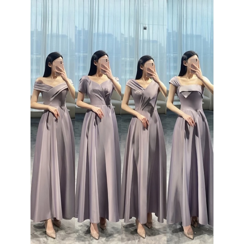 Satin Bridesmaid Dress in Purple, Can Be Worn Casually, High-End Party Dress, Coming-Of-Age Ceremony, Light Luxury, Stunning Light Dress Satin Bridesmaid Dress in Purple, Can Be Worn Casually, High-End Party Dress, Coming-Of-Age Ceremony, Light Luxury, Stunning Light Dress