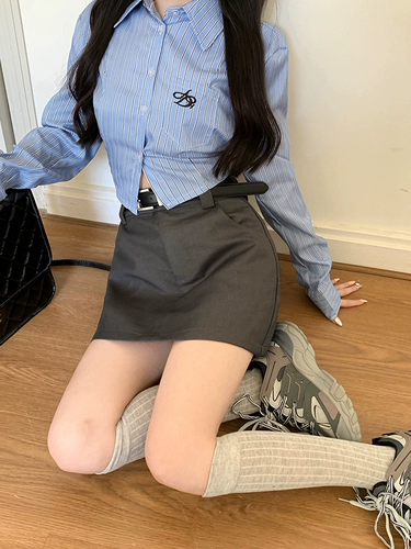 Осенний пиджак классического кроя, юбка, мини-юбка, подходит для подростков, высокая талия, с акцентом на бедрах