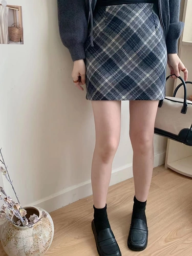 Демисезонная приталенная шерстяная юбка в складку, подходит для подростков, с акцентом на бедрах