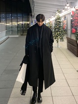 Hong Kong Chao Brand Joint 100% Wool Trench Coat Men's Woolen Coat Long Korean Winter Thickened Cashmere Coat