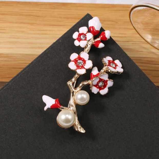 Chi nhánh Châu Âu, Châu Mỹ, Nhật Bản và Hàn Quốc New Sakura Plum Plant Ngọc trai khí chất trâm cài áo thả trâm cài phụ kiện trâm cài - Trâm cài cài áo