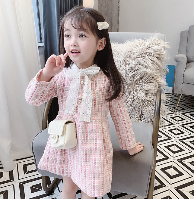 Children's clothing girls' dresses autumn 2022 new Korean version children's small fragrance princess skirt baby western style skirt trend