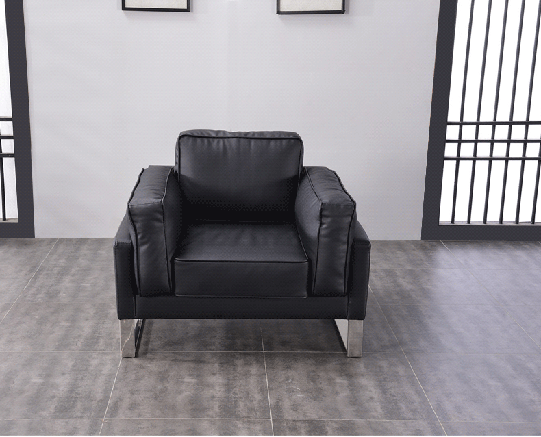 Sofa da văn phòng Bắc Âu hiện đại kinh doanh đơn giản tiếp tân ba người sofa văn phòng bàn cà phê kết hợp đồ nội thất