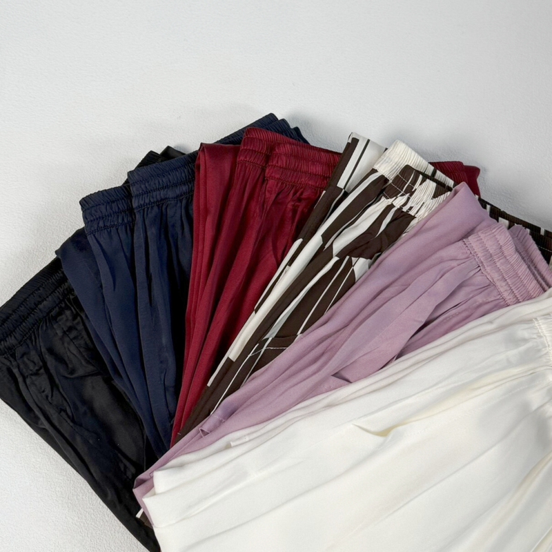 Silk Heavy Stretch Satin Simple Everyday Versatile Skin-Friendly Elastic Waist Straight-Leg Casual Wide-Leg Pants Silk Heavy Stretch Satin Simple Everyday Versatile Skin-Friendly Elastic Waist Straight-Leg Casual Wide-Leg Pants