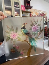 Customized tempered engraved glass small sample glass laminated partition ceiling hollow living room glass decoration