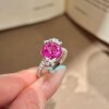 Young fashion light luxury rose red diamond red corundum dragon fruit ring super fairy butterfly design Paraiba women's ring