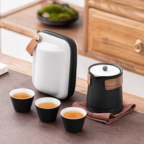 Ceramic one pot three cups portable tea set travel bag tea set outdoor car fast guest Cup travel storage bag