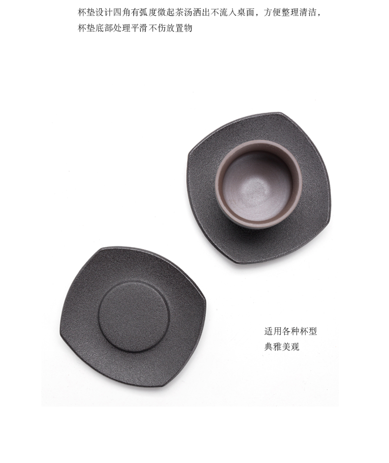 Black pottery tea cup mat heat ceramic kung fu tea tea bowl household cup hot Japanese single mat