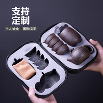 Zisha pot four cups kung fu travel tea set tea set tea fast guest cup filter outdoor carrying bag storage home