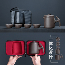 Zisha fast guest cup tea set set bubble one pot two two cups kung fu portable outdoor storage travel custom logo