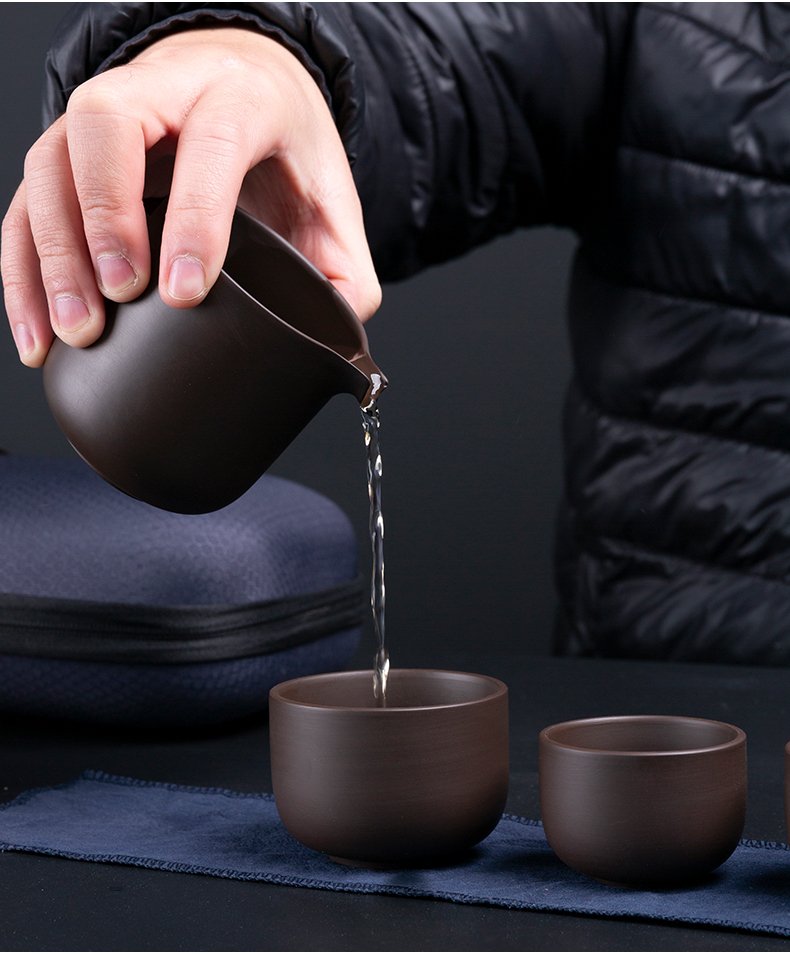 Violet arenaceous crack cup is suing portable package travel kung fu tea set with mercifully a pot of four cups of the custom logo
