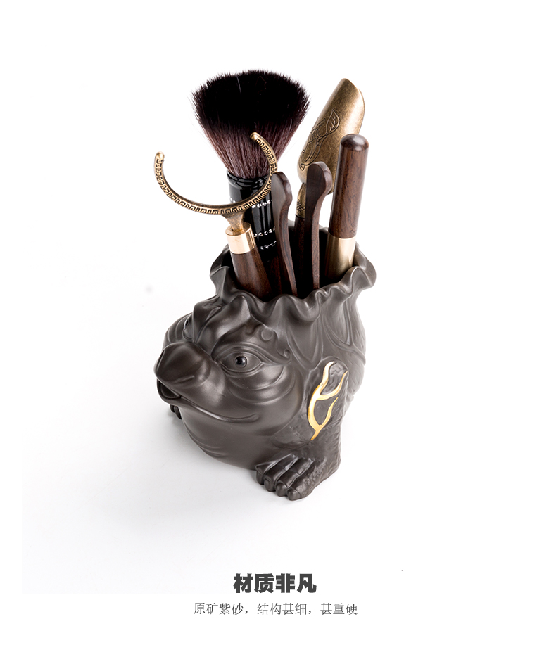 Ebony wood tea six gentleman 's suit violet arenaceous kung fu tea tea art spittor ChaGa brush spare parts furnishing articles