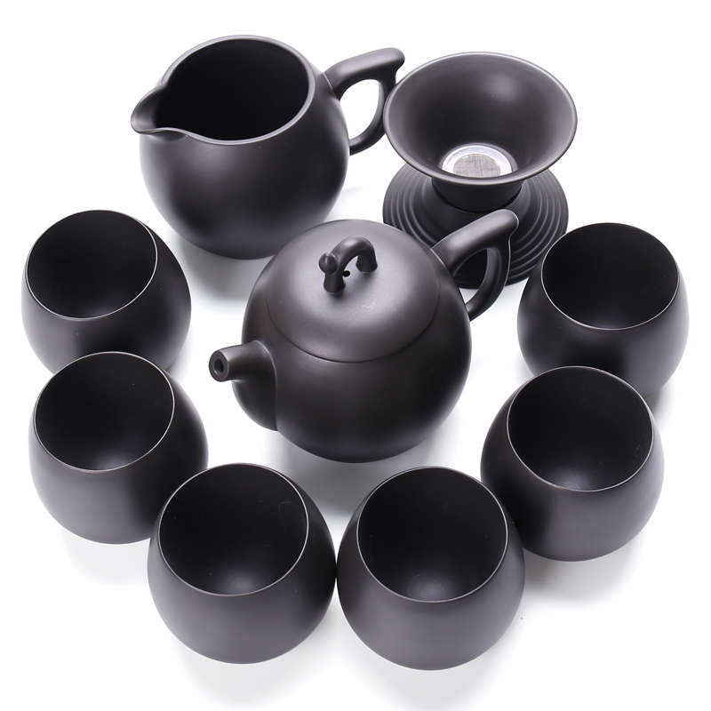 Chiang kai - shek violet arenaceous kung fu tea set a complete set of black mud tea tea set household fair teapot cup of tea