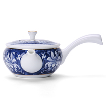 Zhongzheng gold blue and white porcelain teapot ceramic kung fu tea set side pot home Tea single pot Japanese tea ceremony