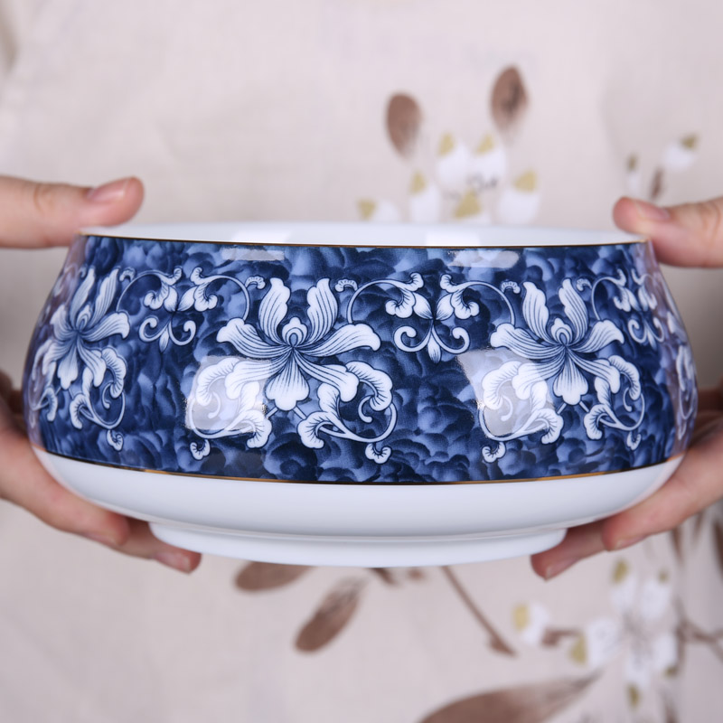 Chiang kai - shek ceramic kung fu tea set auto parts have large blue and white porcelain tea wash bowl wash to wash cup tea taking