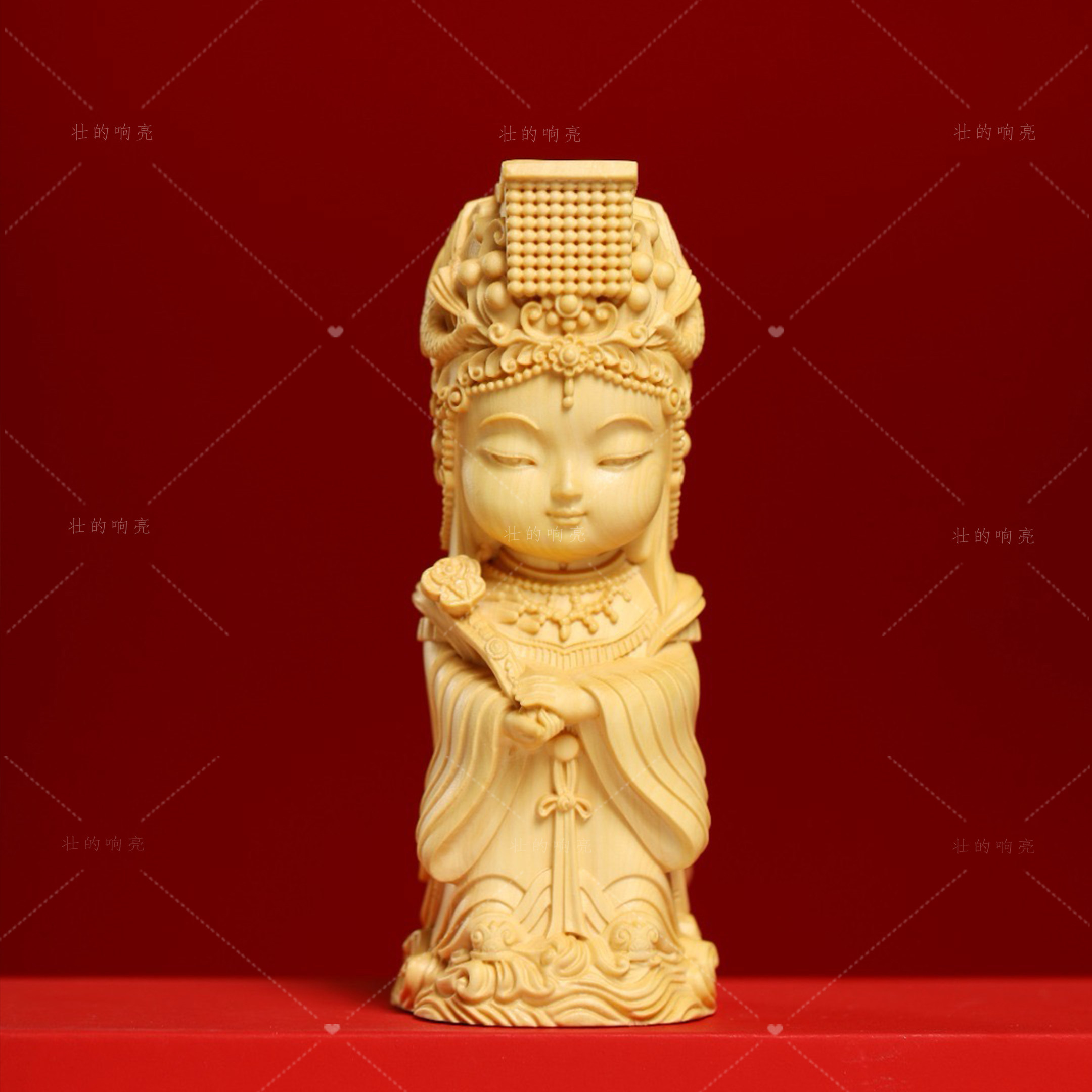 【力強く響き渡る】媽祖（マズー）女神林莫／ツゲ材彫刻縁起物置工芸品ギフト