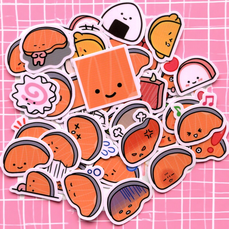 Salmon Paste Sanrio Kirimichan LAOSHU Waterproof Stickers for Planners, Phones, Computers, Photo Albums, Water Bottles, Helmets