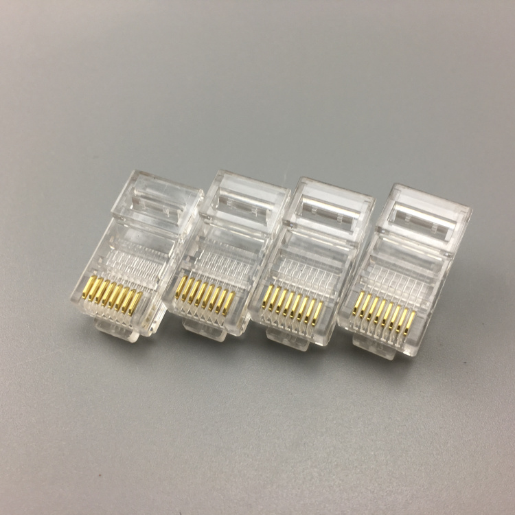 Fuliter Kang Superfive Internet Crystal Head Gilded Three-fork Copper Sheet New Glue Stock RJ45 Internet Wire Head