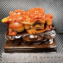 Fidelity Yellow Dragon Jade eggplant mountain old chicken blood red overlord brave decoration natural Yunnan Jade a good luck