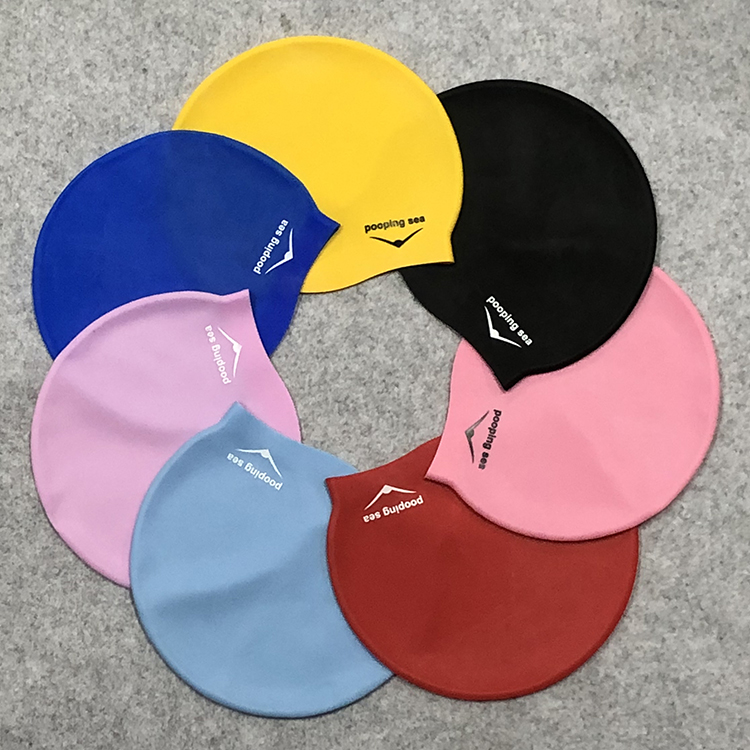 Exported to Europe and the United States Swimming Cap Short Hair Silicone Solid Color Super Elastic Comfortable Earmuffs Waterproof for Men, Adults and Children