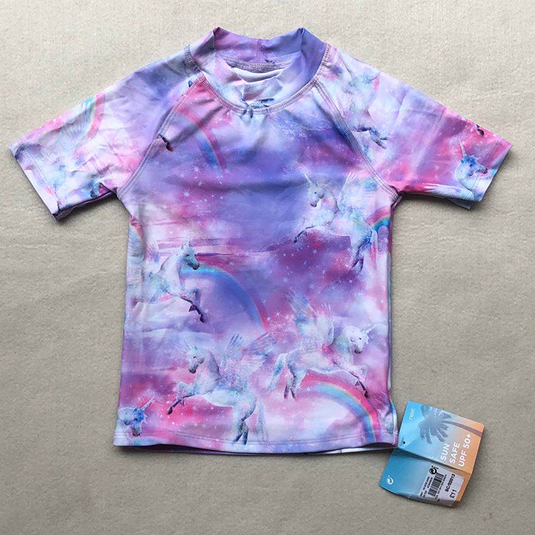 Outlet European and American Women in Cute 3D Day Horse Printed Sun Protection Short Sleeve Single Blouse Lining Swimsuit