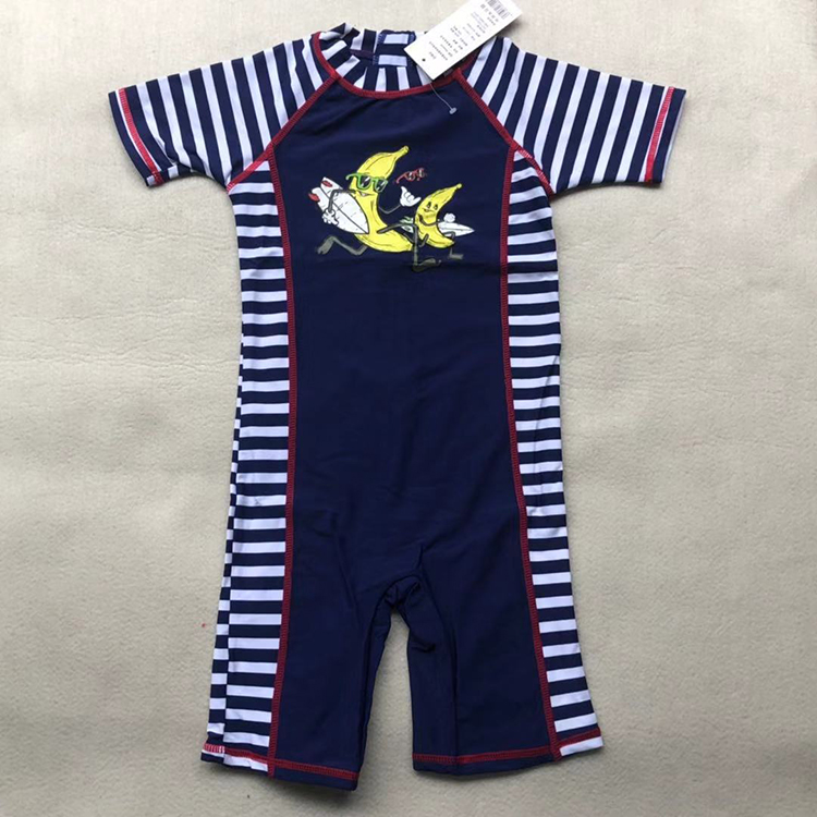 Exported to Europe and America boys and girls lovely after zipper sun protection UV conjunction flat swimsuit