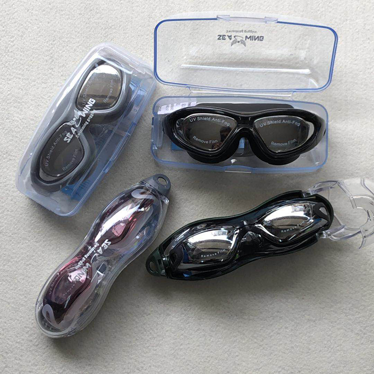Export European and American single swimming glasses HD anti-fog waterproof swimming glasses male and female adults big children professional electroplating big frame swimming goggles