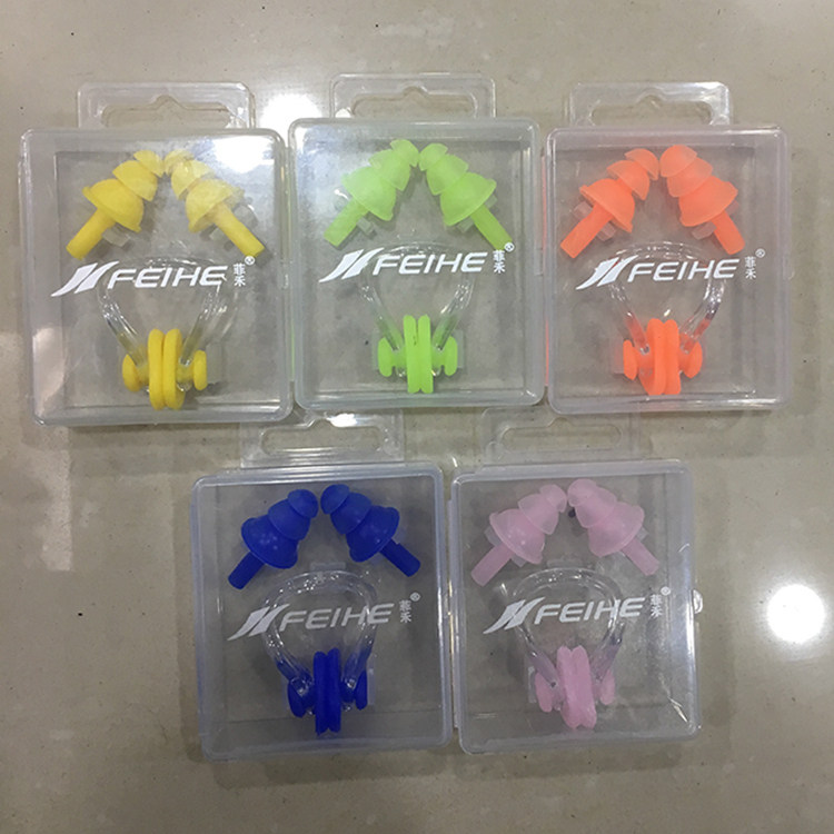 Fihe Swimming Nose and Ear Tucker Adult Children Professional Silicone Nose Fix Waterproof Equipment Prevention of Choking Dive Snorkeling