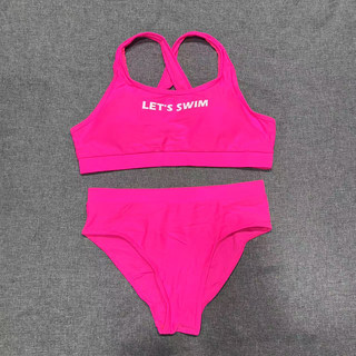 出口欧美女士成人抹胸比基尼前胸字母三角运动竞赛泳衣分体游泳衣