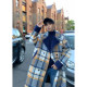 BANGBOY color block woolen coat men's British style winter thickened quilted ins windbreaker mid-length plaid coat